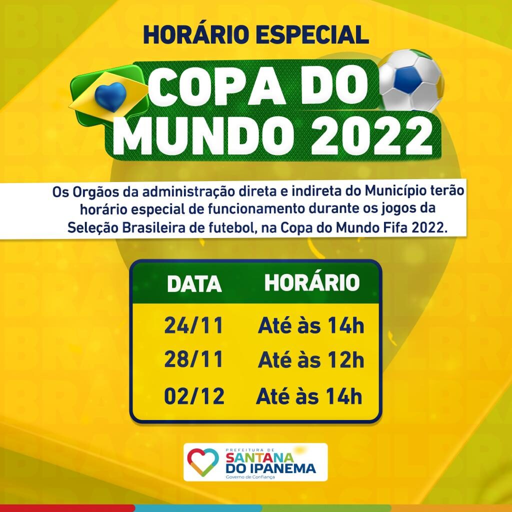 Horário de funcionamento do CRA-BA nos dias de jogos da Seleção Brasileira  na Copa 2022 – CRA-BA